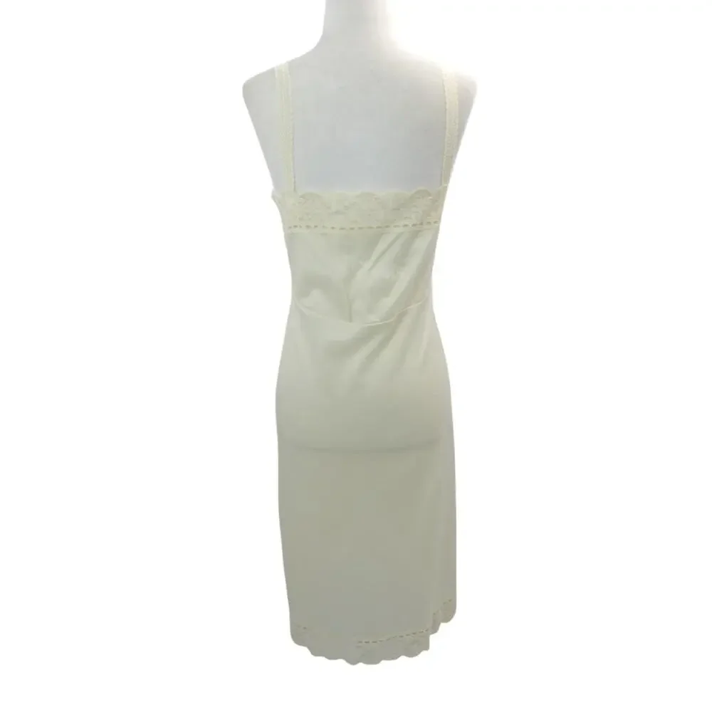Vintage 1970s Ivory Lace Full Slip Dress - Lingerie Cream Chemise